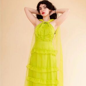 NEW Samantha Pleet Chartreuse Anemone Maxi Dress (size 8)